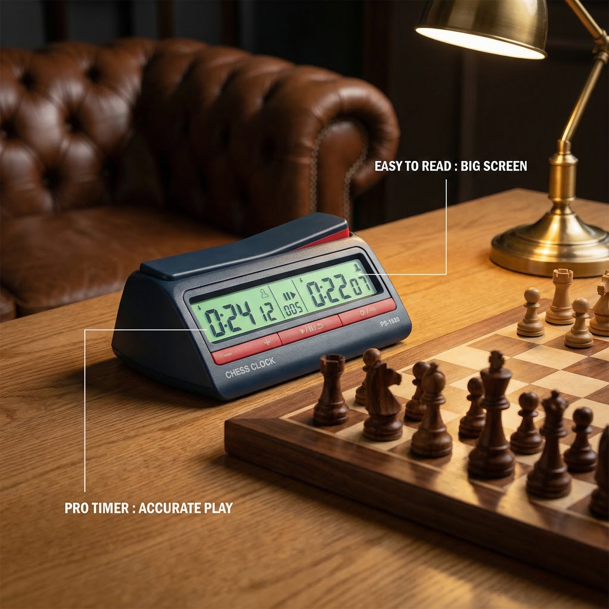 Digital Chess Clock with Delay & Increment - Tournament Timer PS-1688