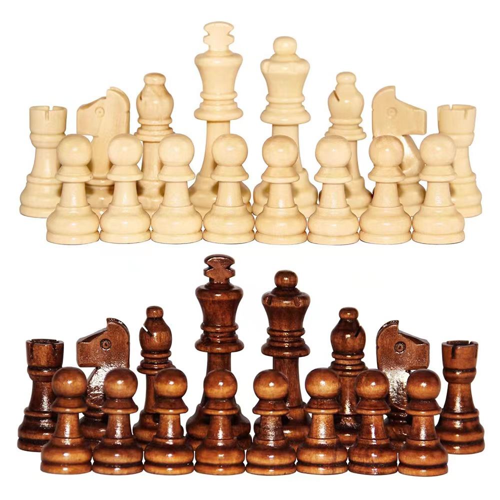 Wooden Staunton Chess Pieces - Natural & Brown Finish | Felted Base