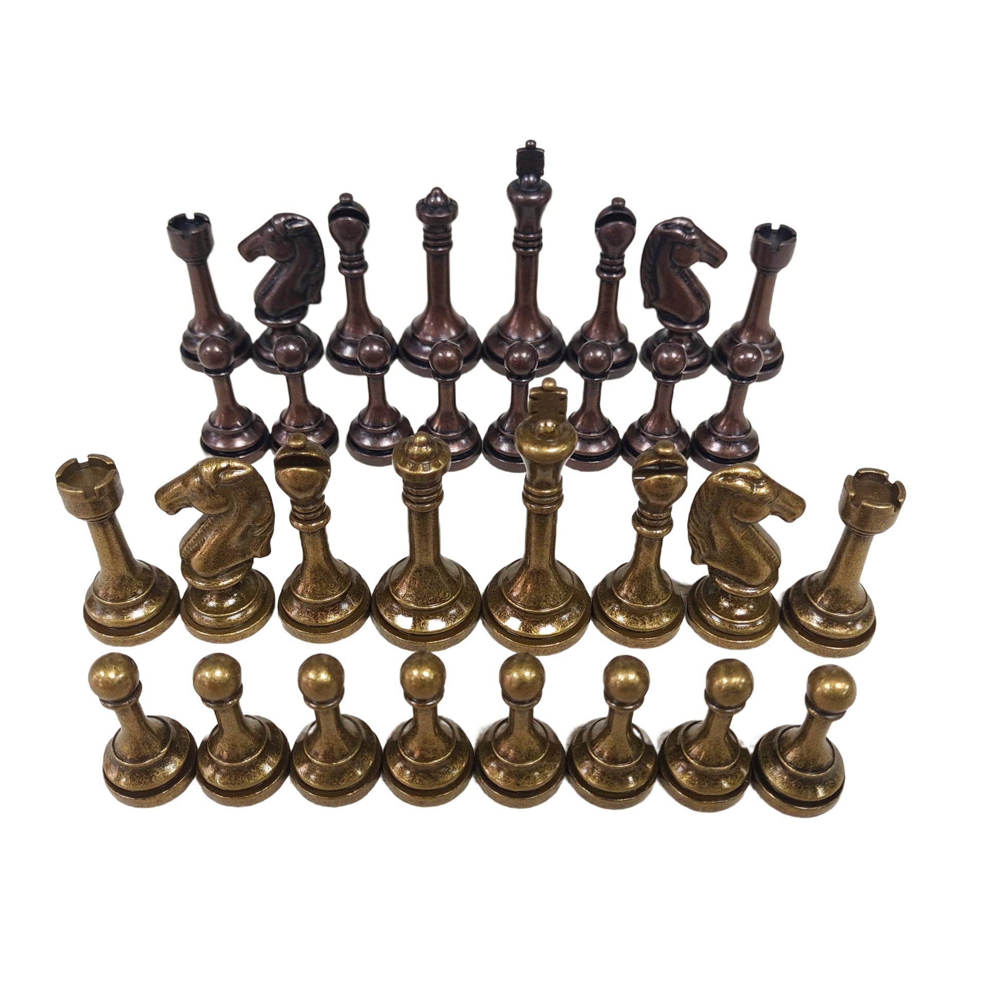 Metal Staunton Chess Pieces - Bronze & Gold | 32-Piece Set
