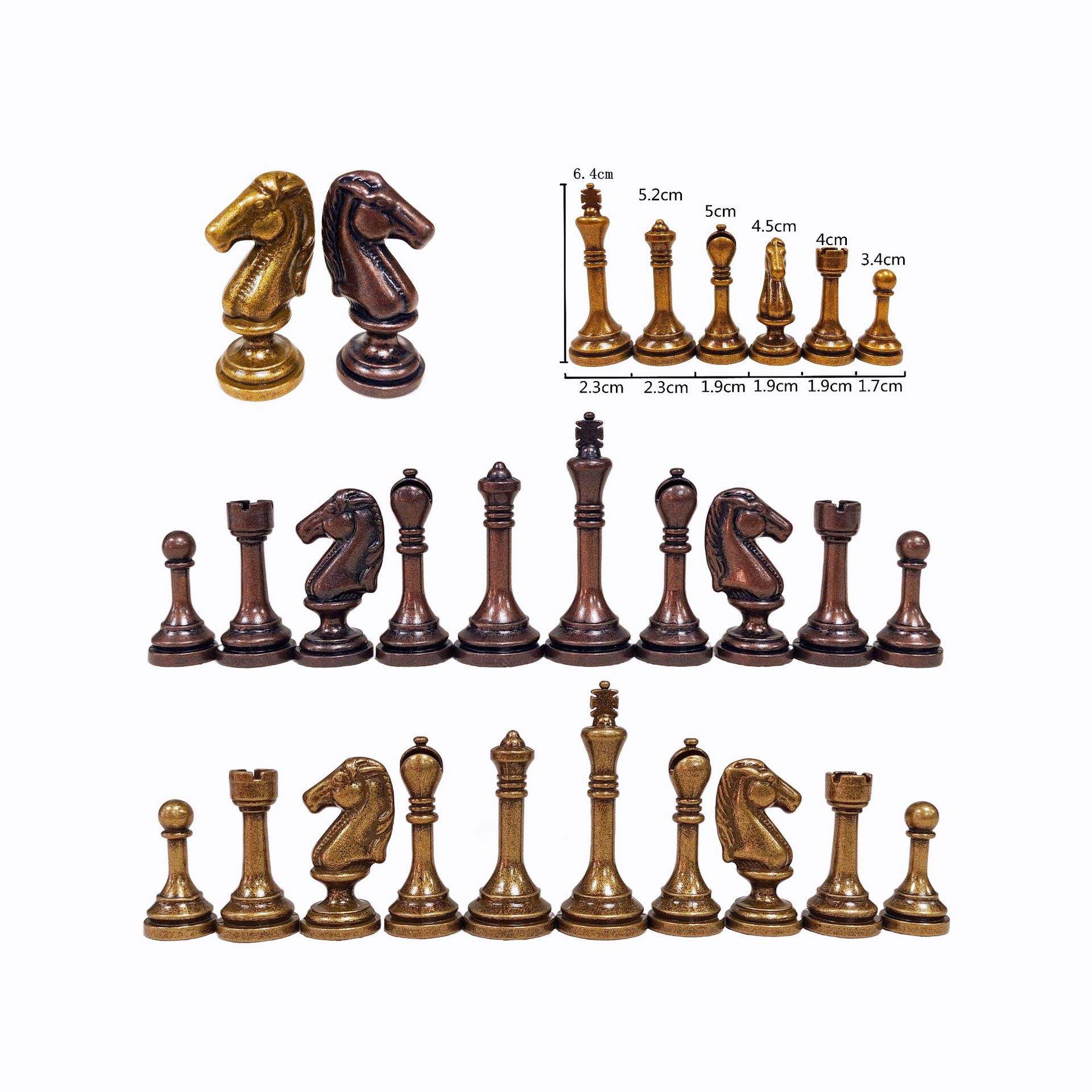 Metal Staunton Chess Pieces - Bronze & Gold | 32-Piece Set