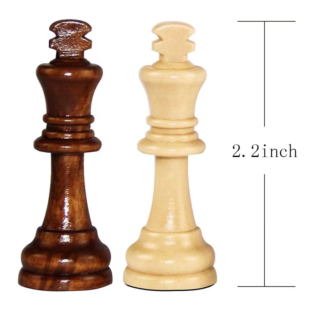 Wooden Staunton Chess Pieces - Natural & Brown Finish | Felted Base