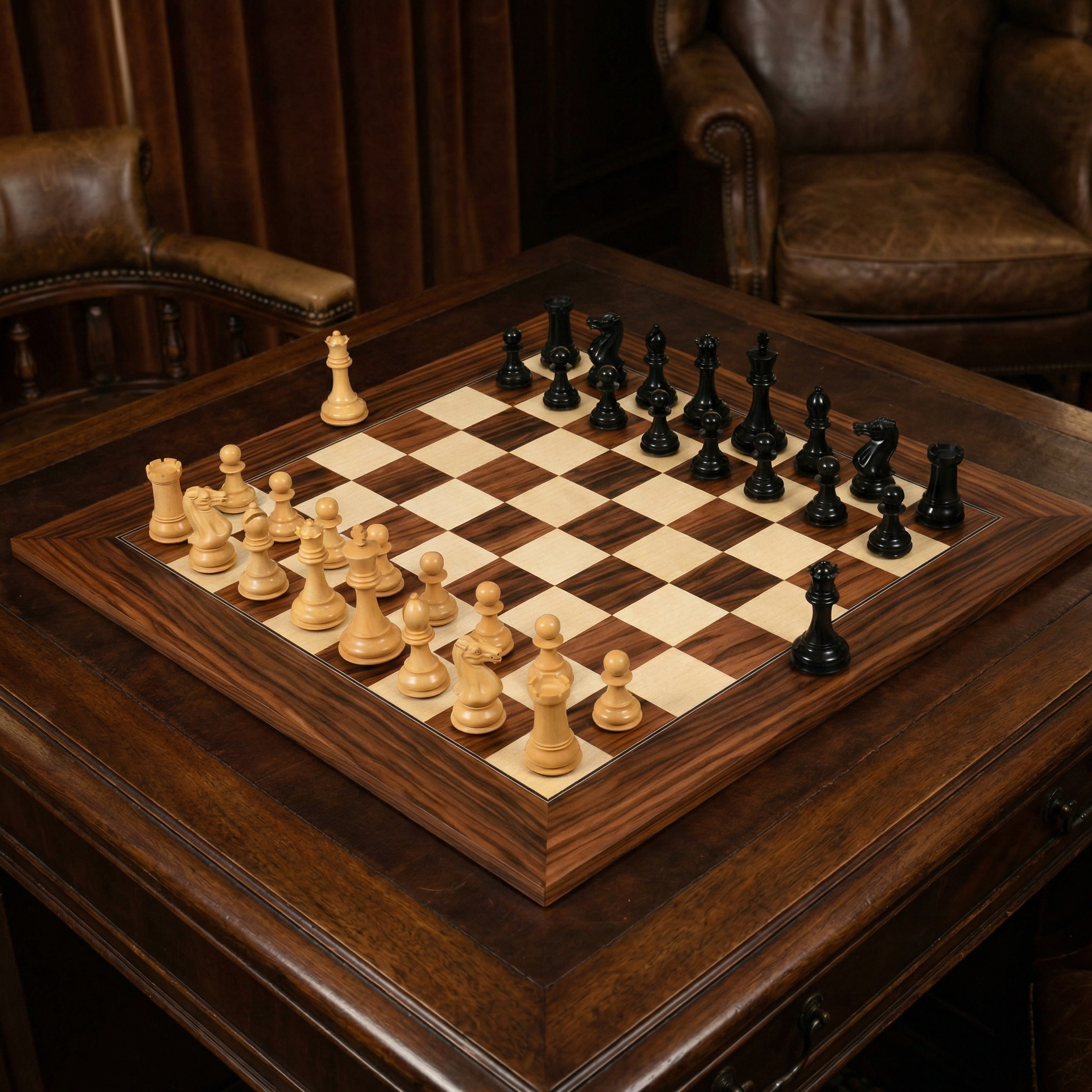 Modern Wooden Chess Set with Staunton Pieces | Size 5