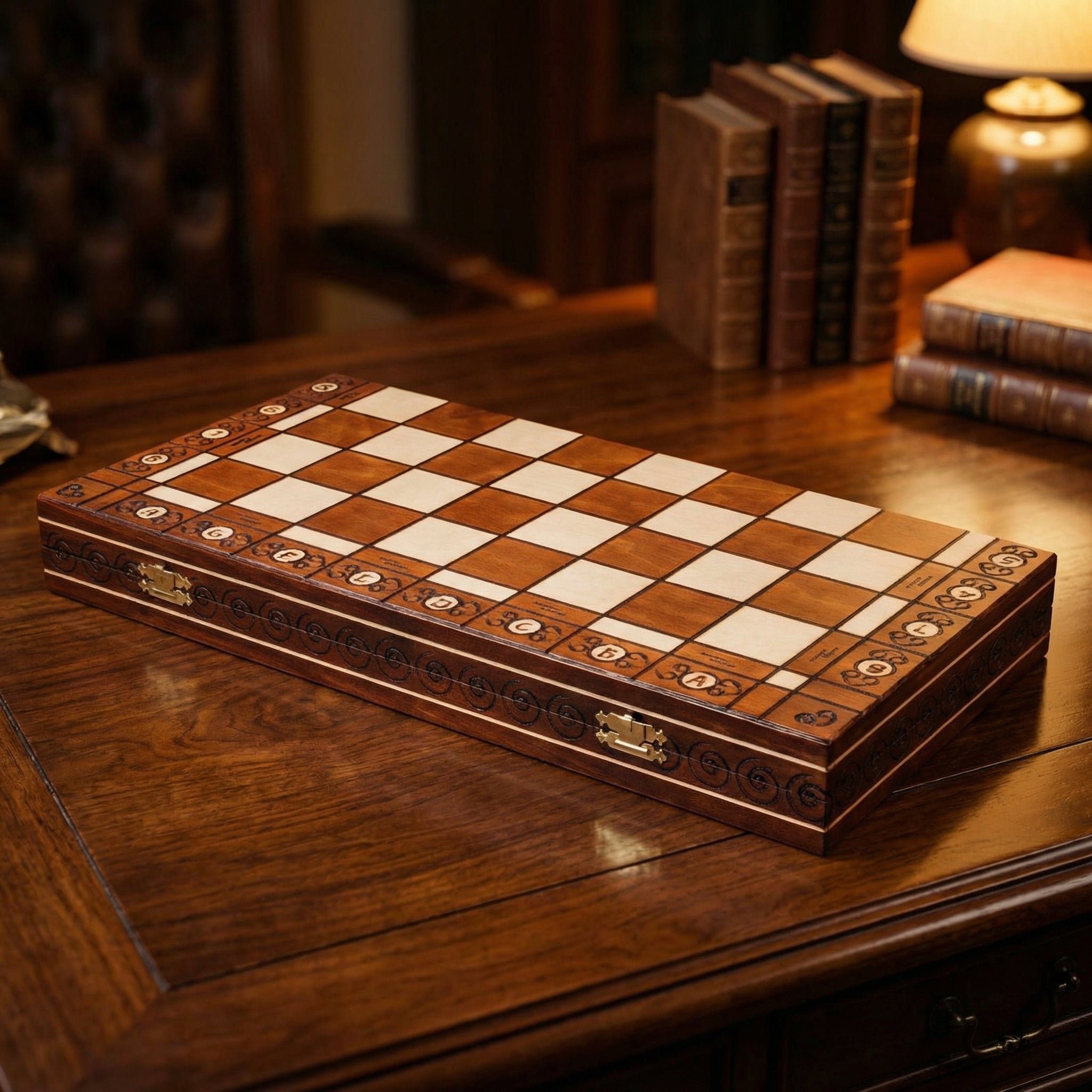 LuxuryChessboard European handcrafted hornbeam and beech wooden chessboard 55x55cm – luxury chess board for play and display